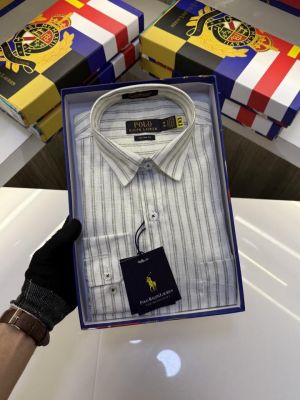 Ralph_Lauren Stripes Logo Shirt with Brand box