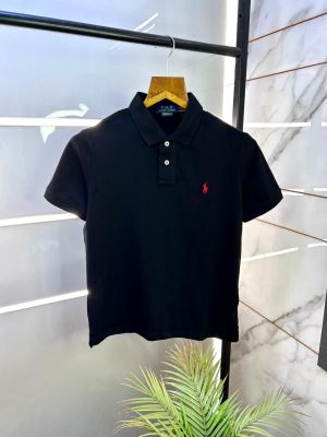 Ralph_Lauren Polo Black Premium Collar Neck T-shirt F3012-BL