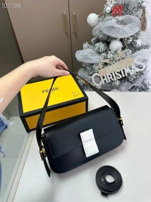 Fendi_Baguette_Twist_Premium_Shoulder_Crossbody_Bag_With_OG_Box_&_Dust_Bag_&_2_Belts_(Black-927)