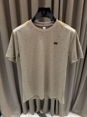 Emporio Arman_i Chest Logo Imported Round Neck T-shirt Beige