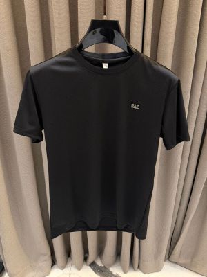 Emporio Arman_i Chest Logo Imported Round Neck T-shirt Black