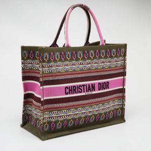 Christian dio_r Large Book Tote In Printed Jacquard With Dust Bag 