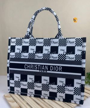 Christian Dio_r Paris Signature Book Tote In Check-Board Pattern Includes Dust Bag