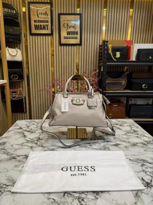 Guess Noelle Luxury Satchel Handbag With Dust Bag (Beige)