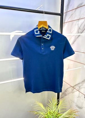 Versace Blue Imported Collar Neck Premium Polo T-shirt F3047-BU