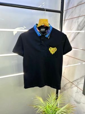 Versace Black Imported Collar Neck Premium Polo T-shirt F3047-B1