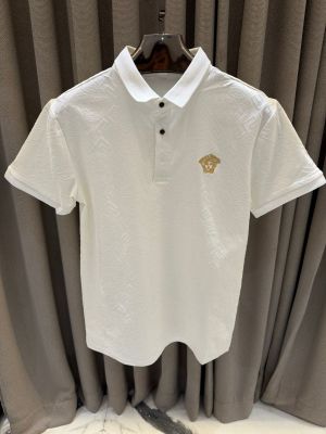 Versace Chest Logo Full Monogram Polo T-shirt White 