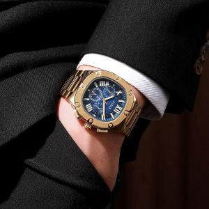 Guess Square Chronograph Gold-Blue