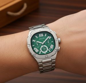 Guess Square Chronograph Silver-Green