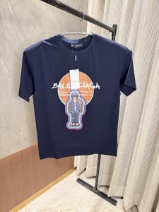 SALE BALENCIAGA NAVY BLUE ROUND NECK TSHIRT