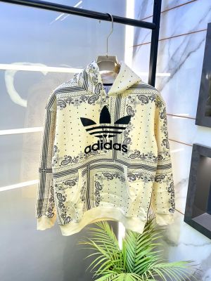 Adida s Imported Allover Print Cream Super Premium Hoodie F3311-CR