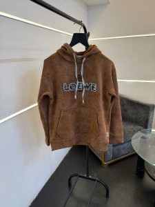 Loewe shadow print cut work imported hoodie brown