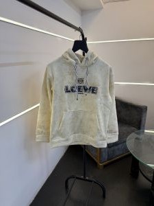 Loewe shadow print cut work imported hoodie cream