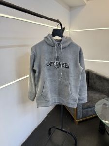 Loewe shadow print cut work imported hoodie grey
