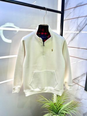 Ralph_Lauren Imported Off-white Super Premium Half Zipper Hoodie F3341-OF